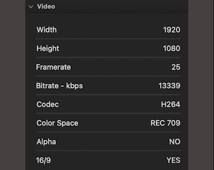 media properies for player software