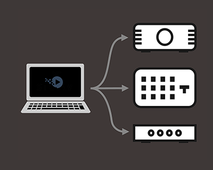 output properies for player software - screen - projector - mixer - atem - decklink - ultrastudio - ndi