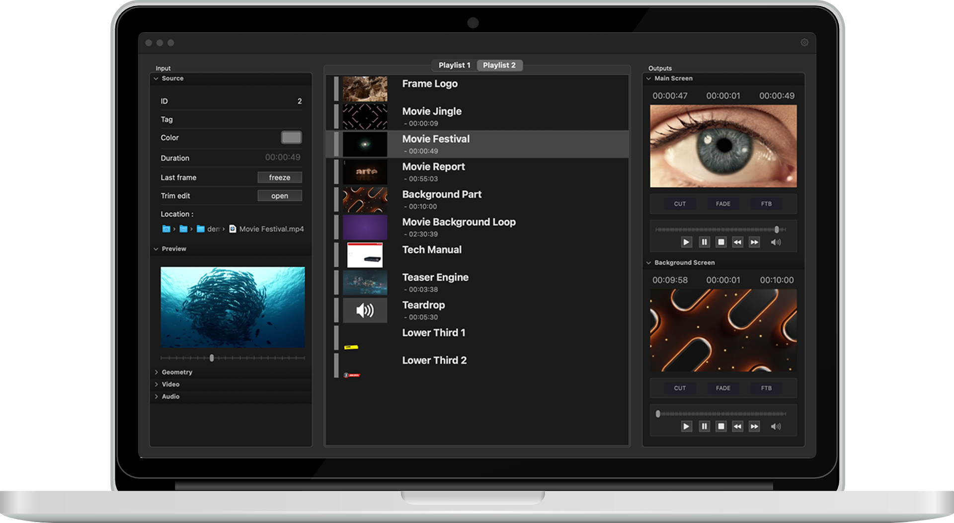 screen capture of media player software